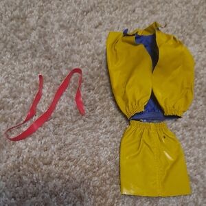 Vintage Yellow and Blue Doll Outfit with Red Ribbon/Belt